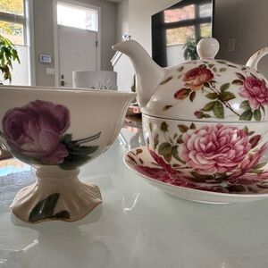 Burton Teapot, Teacup, and Saucer